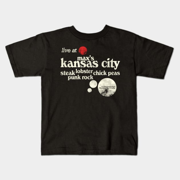 Vintage Max's Kansas City Defunct Menu New York City 70s Nightclub Kids T-Shirt by darklordpug